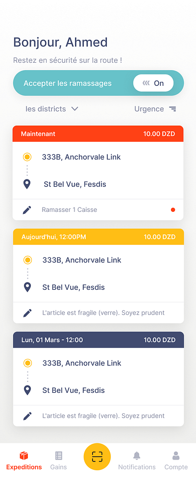 Home page for a Driver Delivery app (Abracadabra)