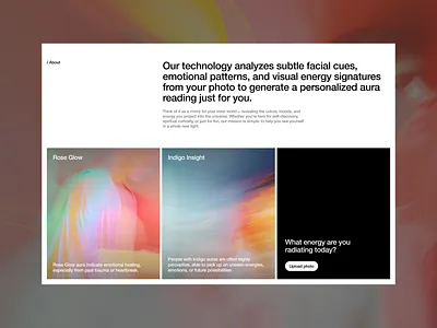 About section from the Aura reading AI website design framer framer design framer designer framer developer framer website ui ux uxui web design webdesign website website design