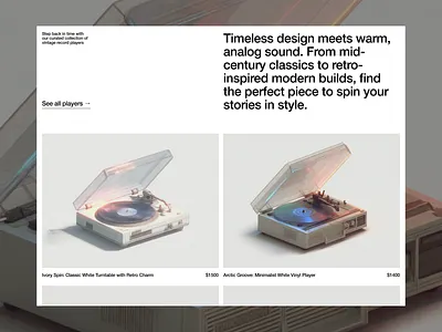 The concept for a Vinyl Players e-commerce website 🎶 design ecommerce ecommerce website framer framer design framer designer ui ux uxui vinyl vinyl store web design webdesign website website design