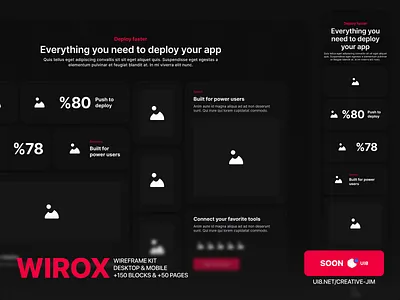 🚀 WIROX – The ultimate wireframe kit for designers design designinspiration designtools dribbble figmadesign landingpage productdesign ui ui8 uidesign uxdesign uxui webdesign website wireframe wireframekit