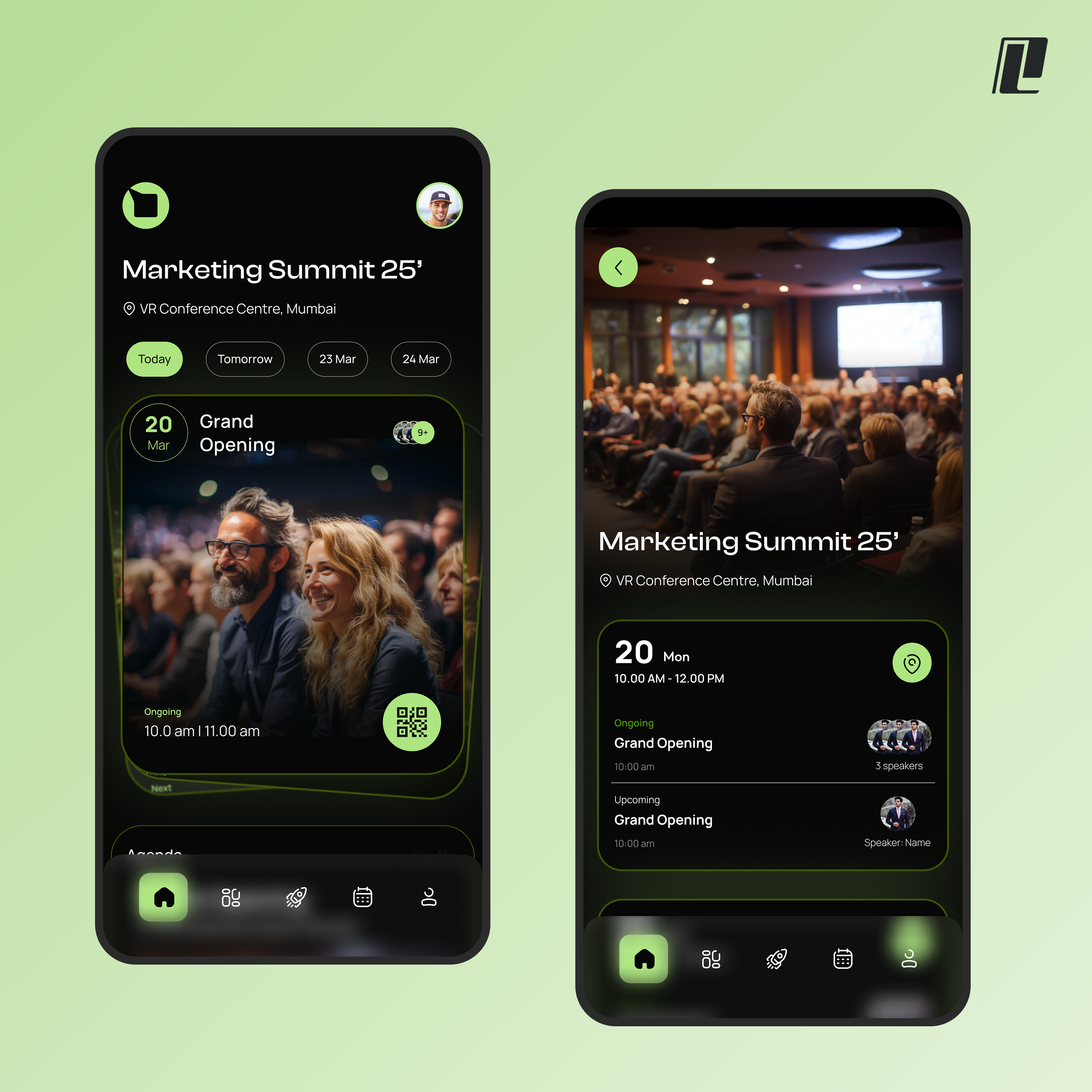 🎤 Marketing Summit App– Conference Companion App 3d animation branding design framer graphic design illustration logo ui vector