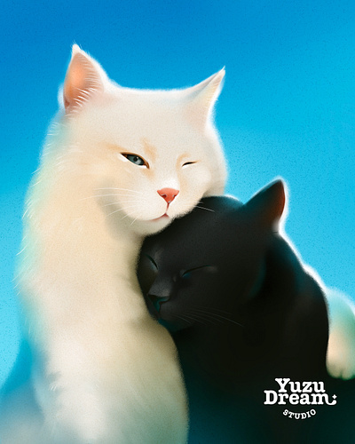 A Lovely couple cat digital art graphic design illustration photoshop portrait