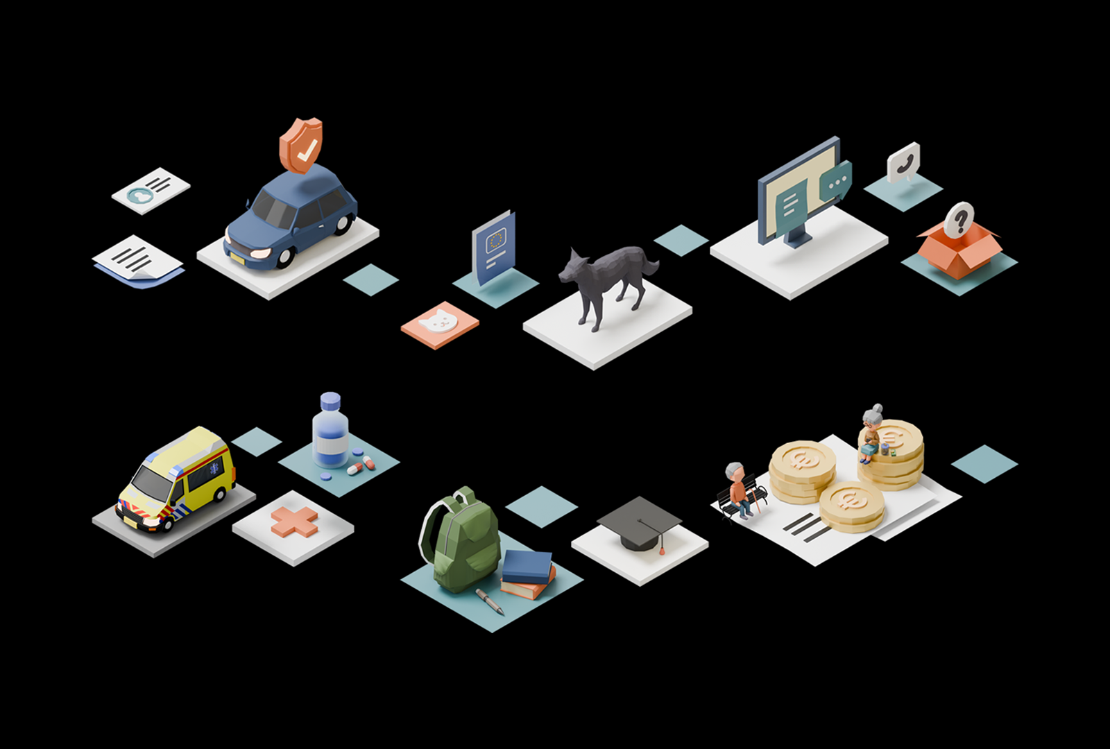 Low Poly Items 3d 3dillustration @hellodribbble bag blender car coin computer cycles design dog dribbbleshot illustration isometric items lowpoly oldschool ps1style render shot