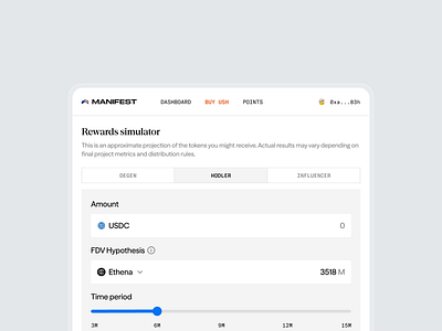 Crypto Rewards Simulator animation branding crypto defi design minimalism rewards simulator ui ux