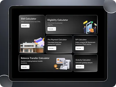 Zencap – Financial Calculator Dashboard (Bento Grid UI) appui bento bento ui bentogrid booking cleanui consultancy glassmorphism new trend ui
