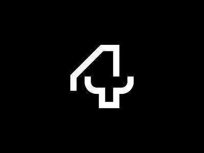 Four Bull Head Logo abstract animal brand bull company design four geometric head logo logo design modern monogram number number four