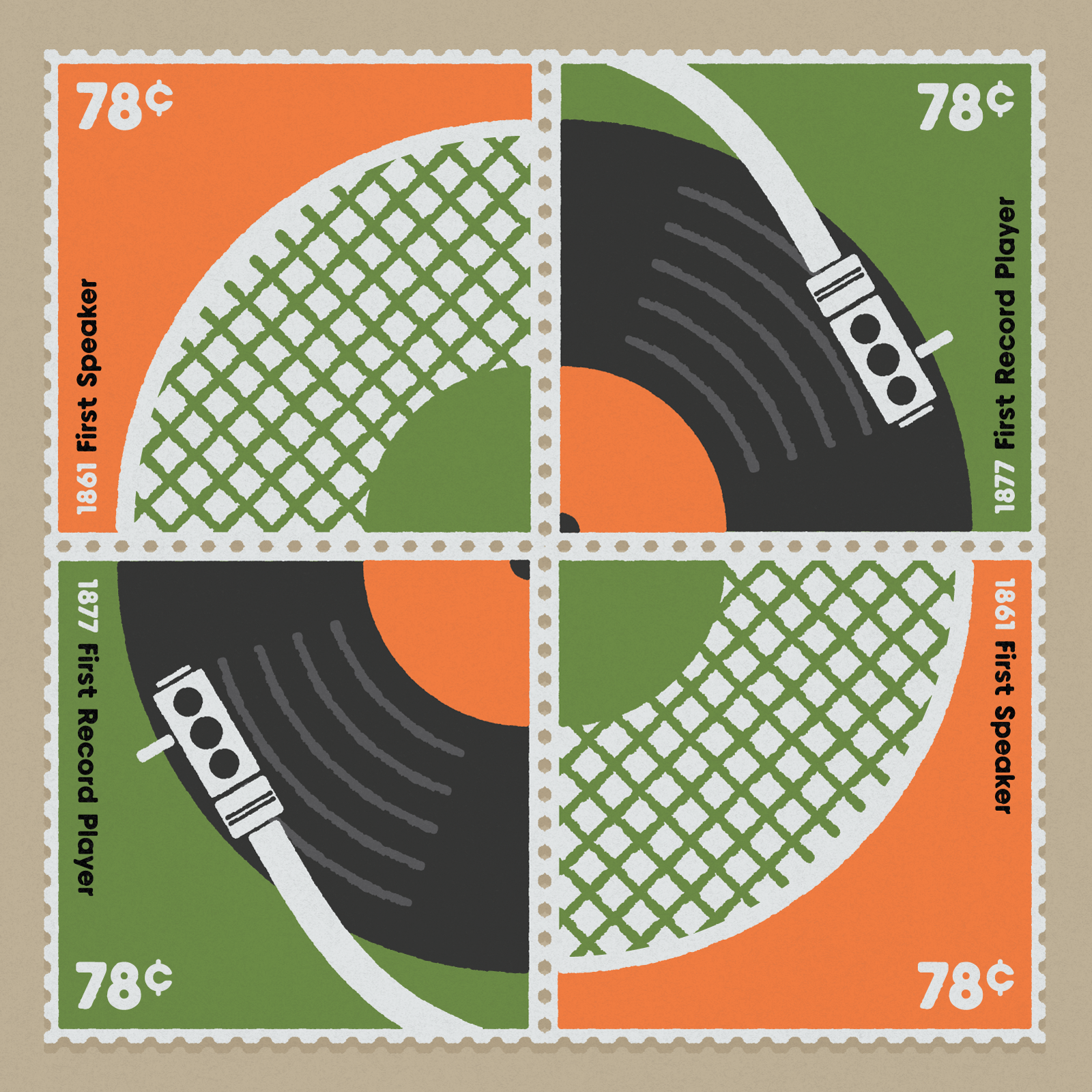 Stamp Design design illustration mightymoss player record stamp typography