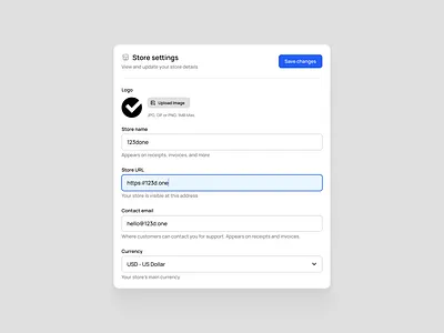 Store settings 🛒 123done clean design system figma information interface minimalism modal ui ui kit