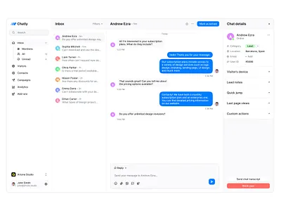 Customer Support SaaS app blue chatbot clean customer interface light minimal saas support ui ux white