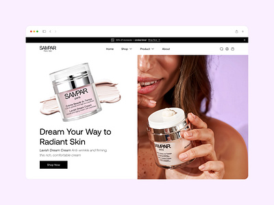Website for Ecommerce Platform – SAMPAR beauty brand website ecommerce ecommerce hero section ecommerce landing page ecommerce website ecommercemakeup landing page makeupbrand minimal ecommerce hero minimal hero section