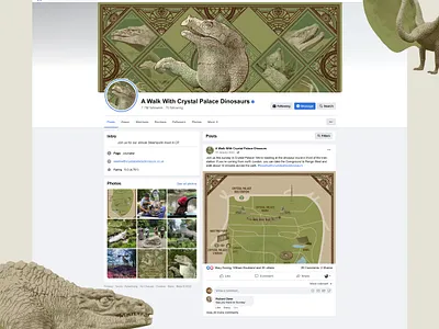 A Walk with Crystal Palace Dinosaurs facebook page graphic design map social media web design