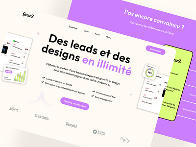 GrowZ branding clean design landing page modern design responsive design startup ui ui design web web design