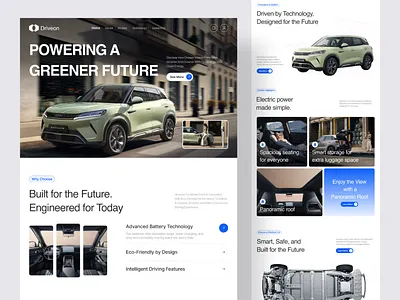 Driveon - Electric Vehicle Landing Page business car car website design ecommerce electric vehicle ev landing page modern suv template ui ui kit ux website