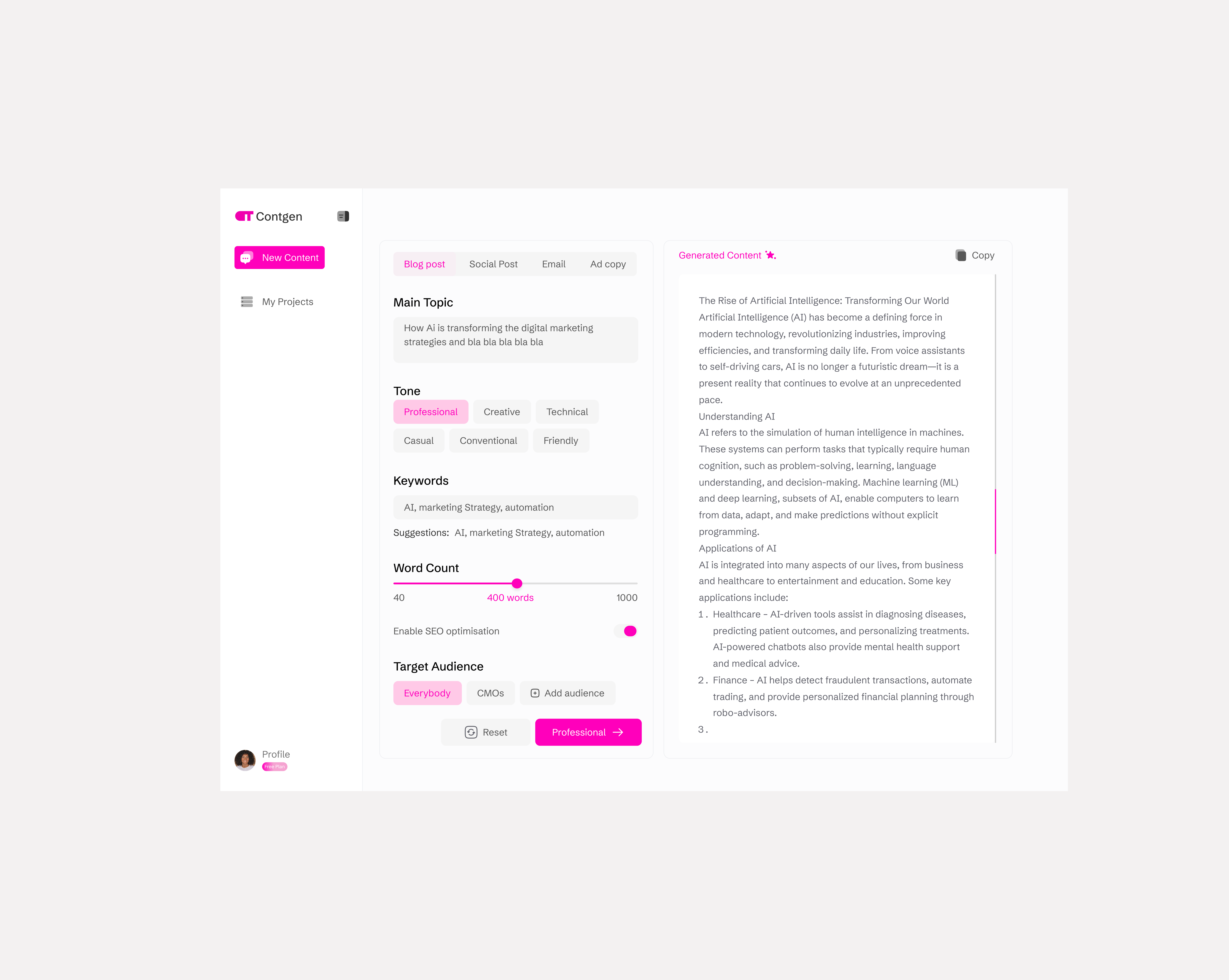AI for Content Generation ai website branding dailyui dashboards design illustration product design ui uiux user experience ux website