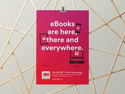 3M Cloud Library Poster 3m ad app book books cloud design digital ebook ebooks graphic design library poster print sign signage