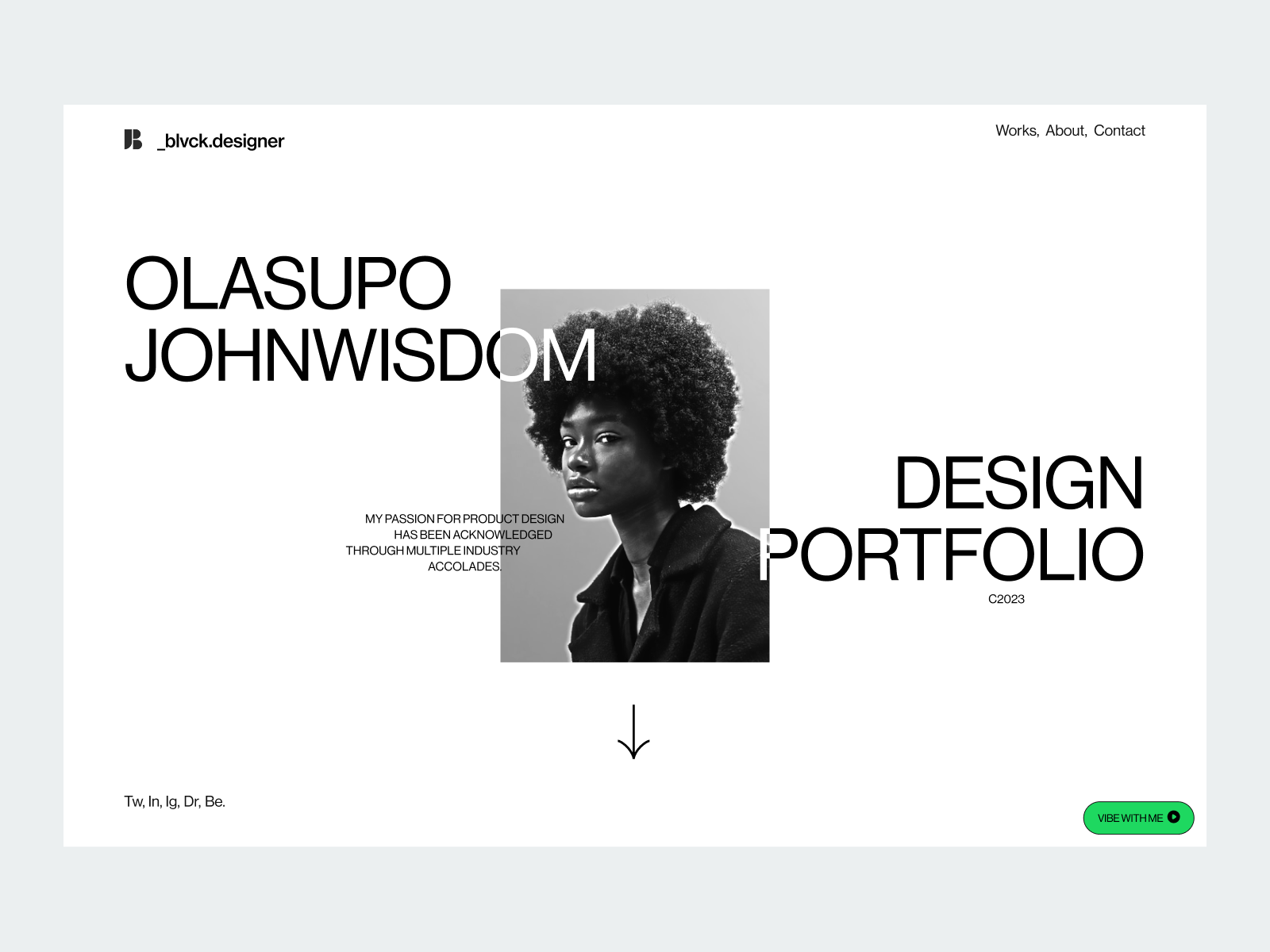 Portfolio Website - Hero Section (Replicate) brutalism design figma portfolio ui uidesign website