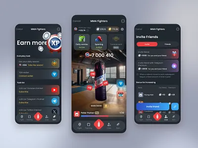 MMA Fighters earn fighters game hamster invite kombat list mma notcoin tap tap tap ui