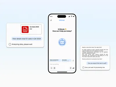 HiChat AI Mobile App - Summarizing a file ai app chatbot graphic design mobile app ui ux