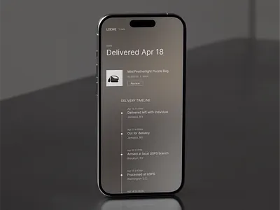 Loewe Shipment Tracker dailyui design editorial fashion minimalist mobile mobiledesign productdesign shipment ui ux