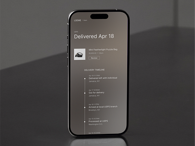 Loewe Shipment Tracker dailyui design editorial fashion minimalist mobile mobiledesign productdesign shipment ui ux