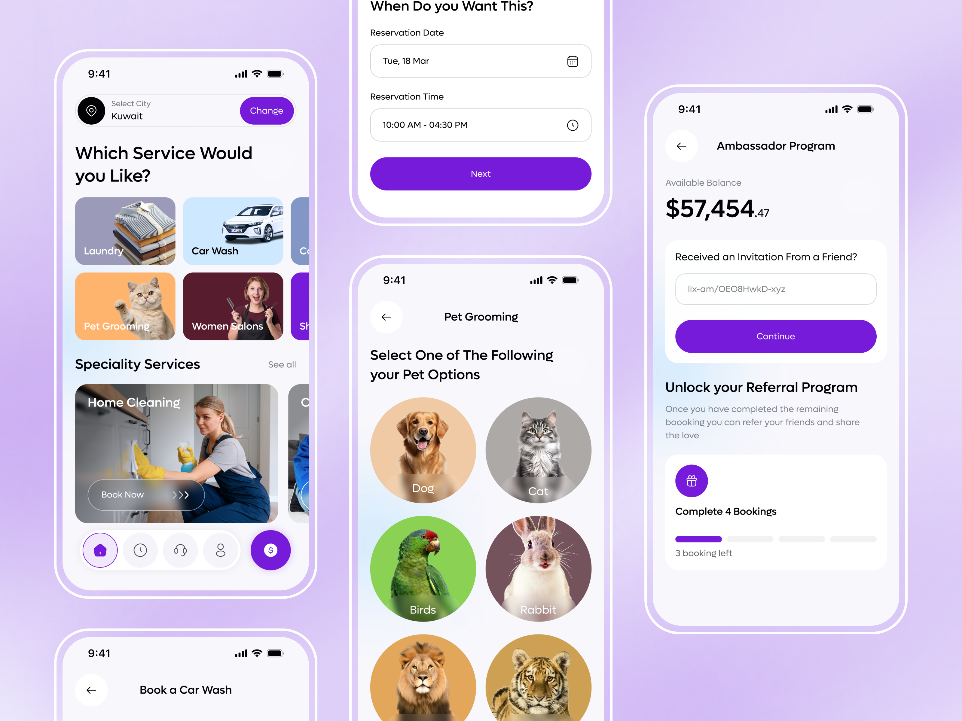 Home Cleaning Services App best app design booking app car service clean ui cleaning service dry cleaning laundry app design laundry services app design minimal app mobile mobile app mobile ui modern pet care app pet health pet tracking popular rental app