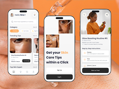 Skincare Tips Mobile App UI Design app design graphic design mobile app product design ui ux web design