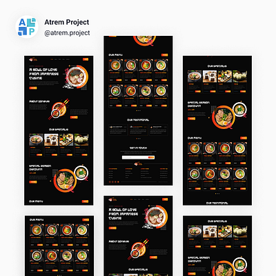 Donburi Ramen Restourant - Landing Page Restaurant atrem project figma mobile app ui ui design uiux user interface ux design web design
