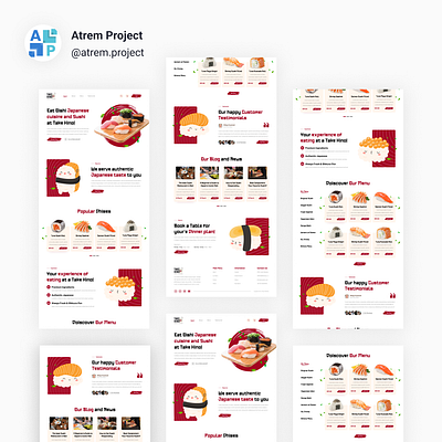 Take Hino Sushi Restourant - Landing Page Restaurant atrem project figma mobile app ui ui design uiux user interface ux design web design