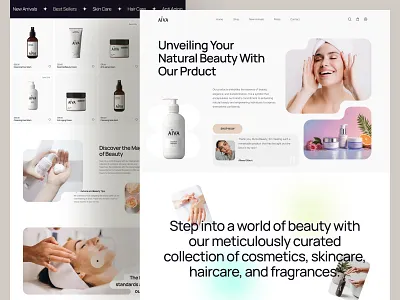 Aiva-A Skincare Cosmetic Brand Shop Landing Page UI Design beautytech design ecommerceui landing page luxurybrand product skincare skincareproduct ui ux uxdesign