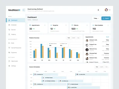 MediMatrix Medical Dashboard UI Design dashboard dashboardui dataviz design doctors medical medtech patient ui ui design ux uxdesign web app