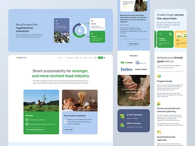 Website for eAgronom (sustainable farming & food production) agronomy agrotech branding carbon carbon credits climate climatetech farmers farming food food production illustration nature sustainability web design website