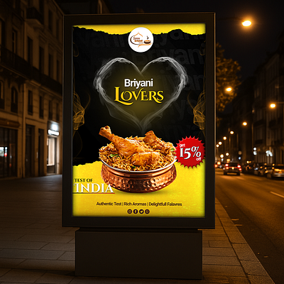 🍗 Biryani Billboard – Spicy Offer for Food Lovers! billboard design branding brandingresturant calltoaction graphic design illustration poster design social media post youtube youtuber