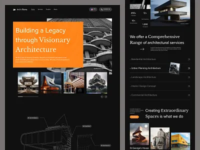 ArchiNova Architecture Agency Landing Page UI Design agencydesign architecture architectureui creativeportfolio design landing page ui ux uxdesign webdesign