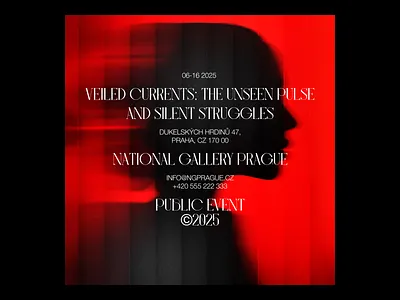 National Gallery Prague • Poster black blur bokeh branding design gallery glass graphic design human illustration person poster red ui ux veil workshop