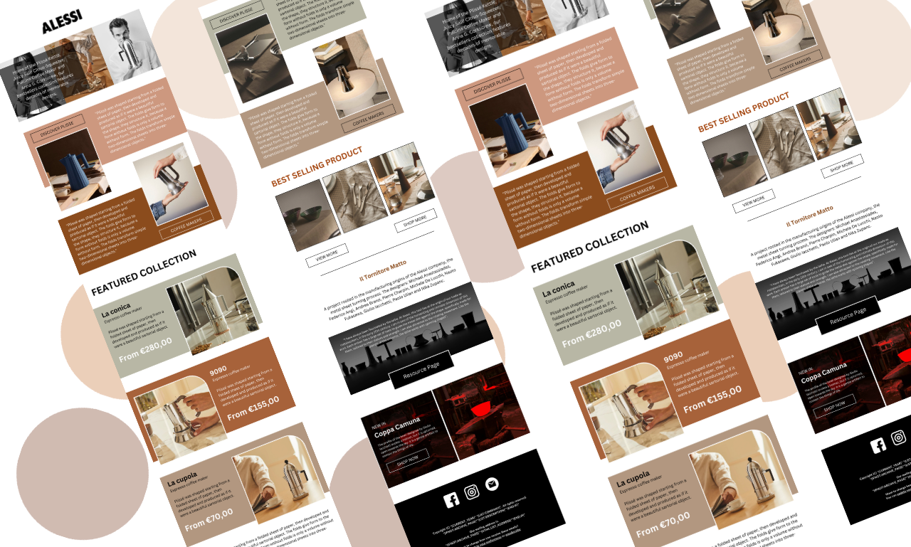 "Timeless Design, Seamless Delivery: Email Templates for Alessi" branding branding design digital marketing email design email marketing email marketing template email newsletter design email template email template design graphic design klaviyo email template landing page design mailchimp email design mailchimp email template newsletter design newsletter template popup form design signup form design template design