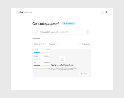 AI Job Proposal Generator app dashboard design mobile app mobile design mobile ui ui ux web app website