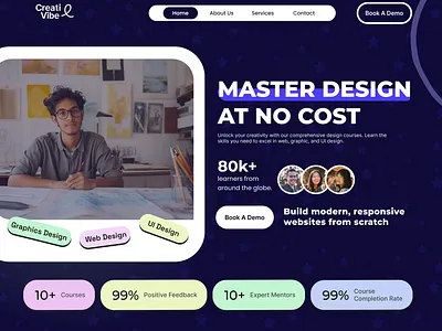 Hero Section Creative Vibe animation appdesign branding design graphic design illustration logo motion graphics ui webdesign