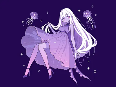 jellyfish girl graphic design illustration