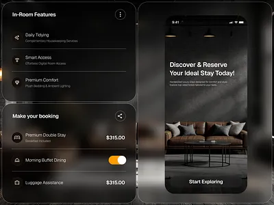 Luxury Hotel Booking Features and Amenities Showcase 3d booknow boutiquehotel graphic design hotelamenities luxuryhotel moderntravel motion graphics premiumstay smartaccess travelcomfort vacationgoals