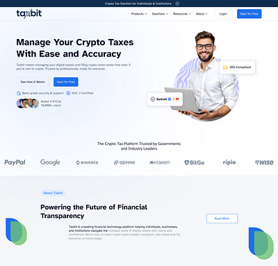 Redesigned - taxbit.com website hero section app branding design graphic design illustration ui