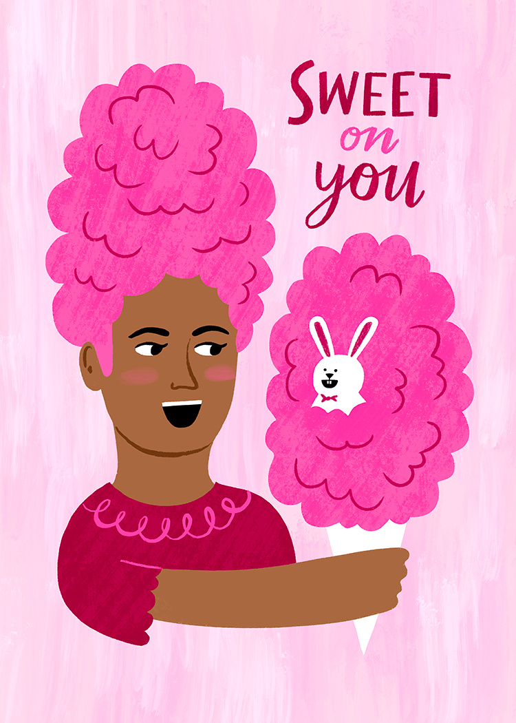 Sweet on you Greeting Card friendship greeting card greetings card humor illustration love