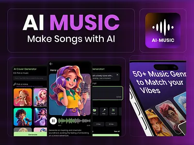 AI Music Generator app design creatives design figma graphic design screenshots ui