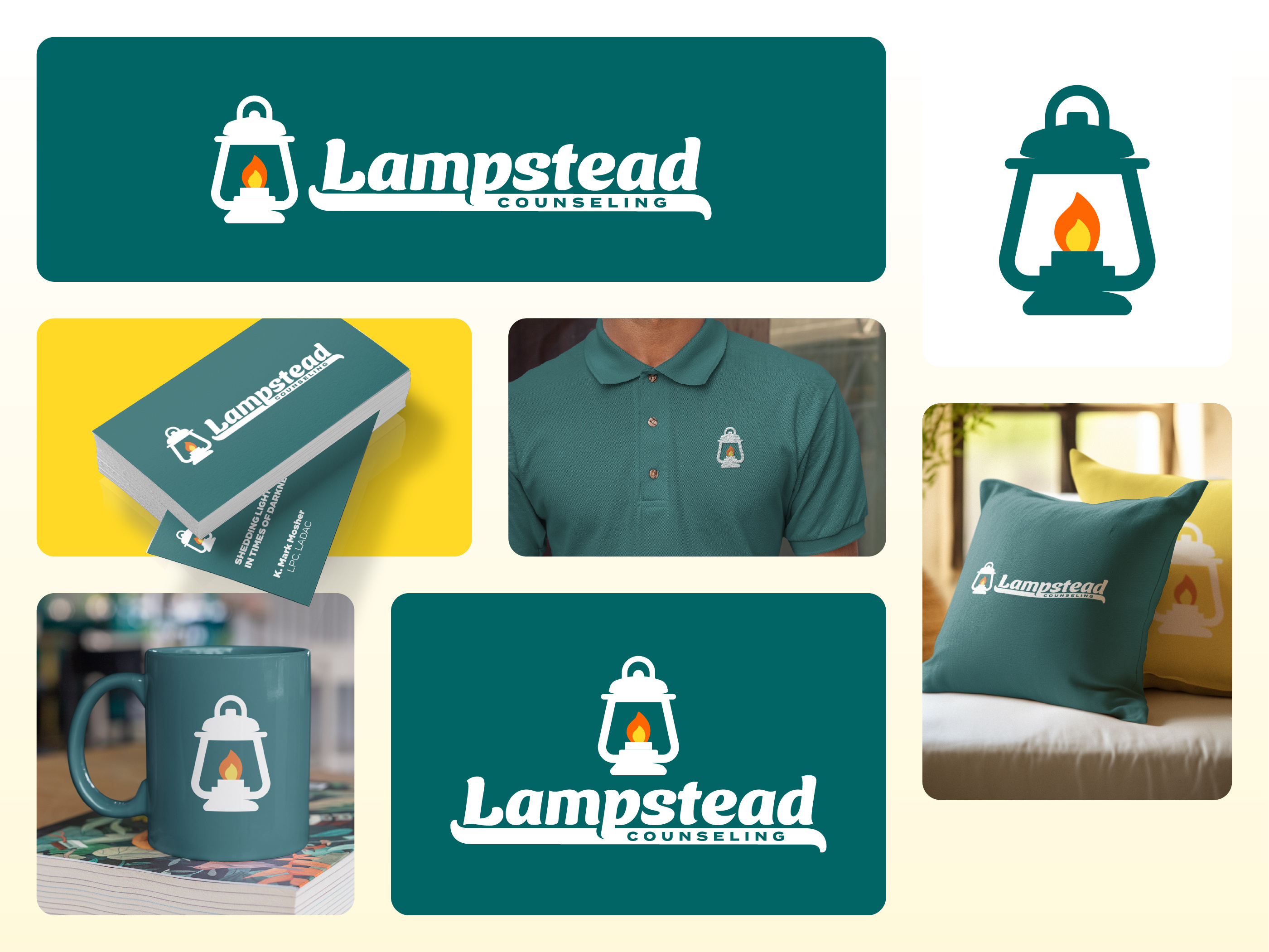 Lampstead Counseling Brand brand design branding counseling design faith graphic design icon design lamp light logo logos mark design vector vector design