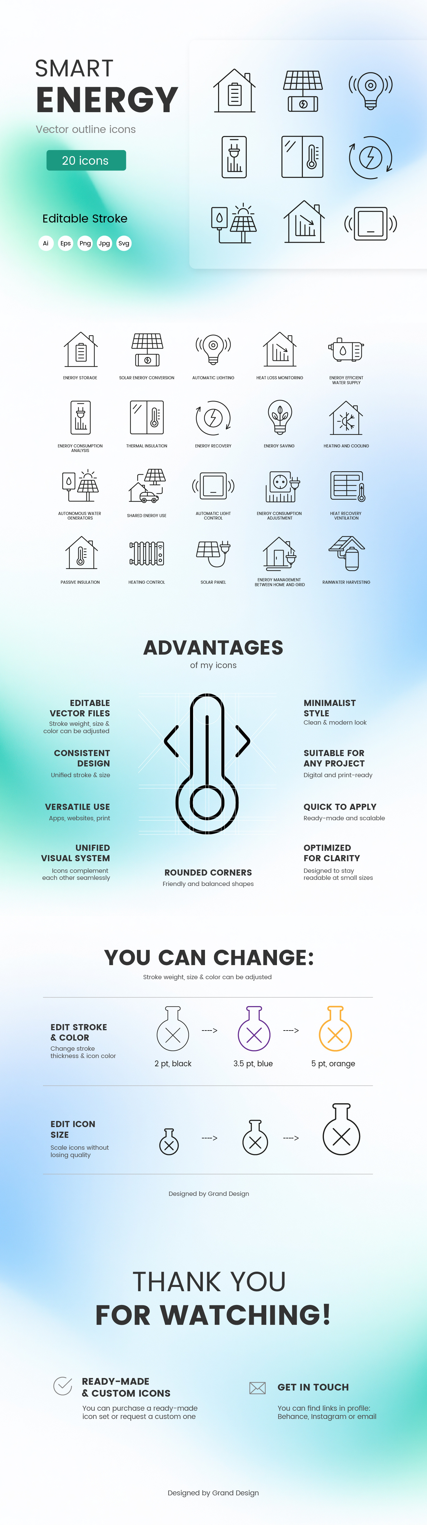 Energy Efficiency Line Icons – 20 Eco Power Symbols consumption control cooling eco editable stroke efficiency energy grid heating home icons insulation lighting line power recovery saving smart solar thermostat