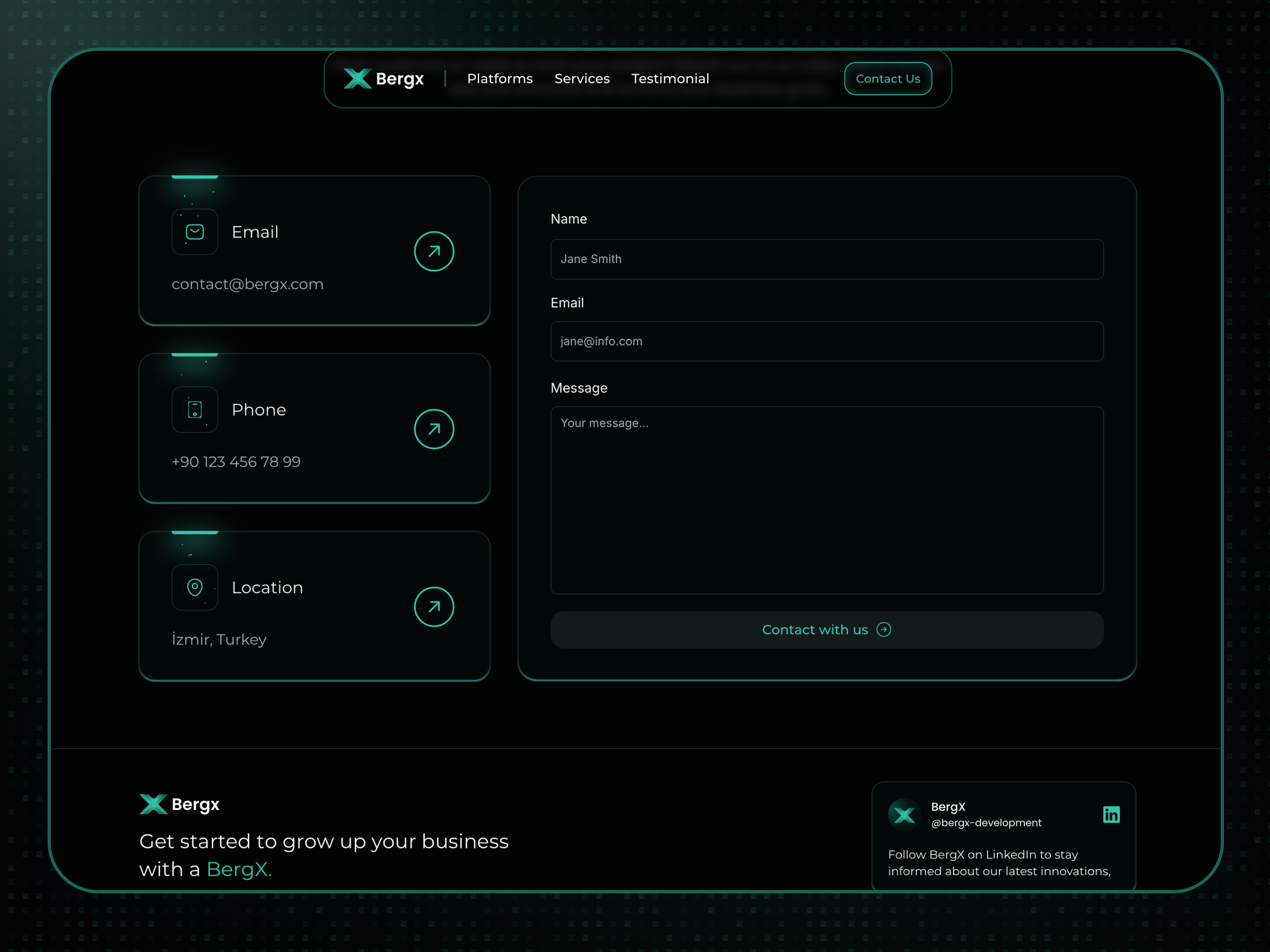 Animated Contact Form animation blockchain contact crypto design form green modern web3