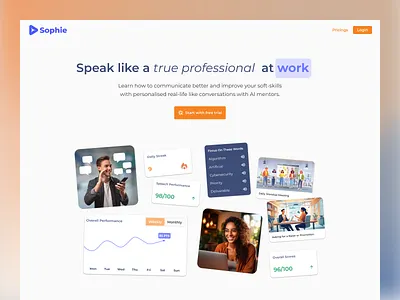 Sophie AI – Master Soft Skills with Personalized AI Coaching ai product product design ui inspo