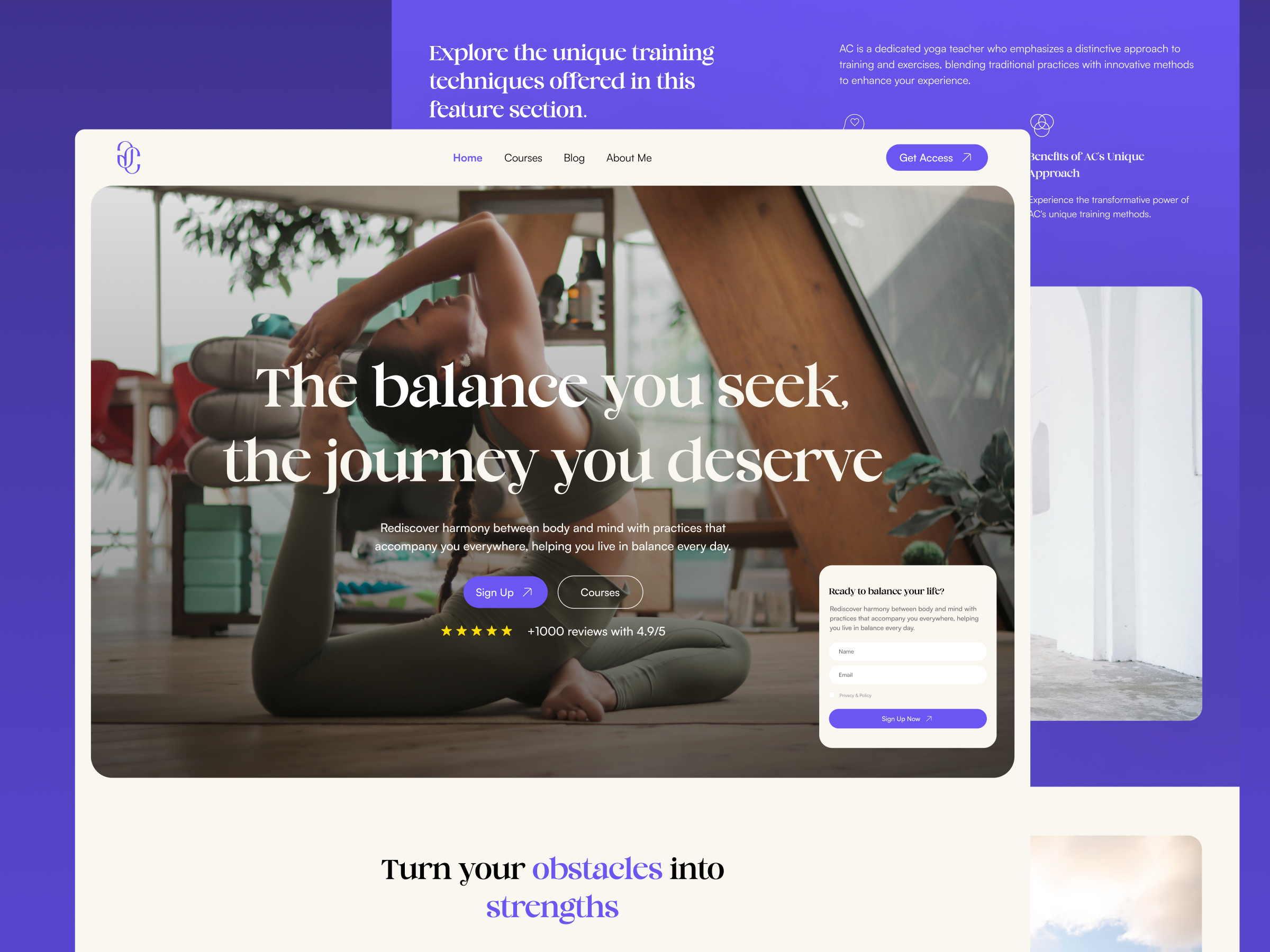 Yoga Coach ui ux web website design