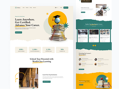 Online Learning Education Landing Page Design app design branding dailyui dashboard design education figma graphic design illustration landing page logo minimalism modern product design typography ui uiux user experience user interface ux