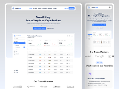 Smart Hiring, Made Simple for Organizations - TalentLink ai alhiring branding chatgpt design hiring hiringplatform illustration talentlink ux webdesign