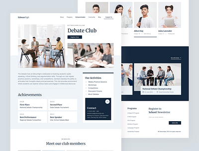 EdmunHigh – Senior High School Website Figma Template activity page ux club profile ui education web ui extracurricular section figma template framer design modern school template no code platfom responsive web design school life school ui school website inspo student experience ui inspiration ui showcase ui trends ux for school web design kit